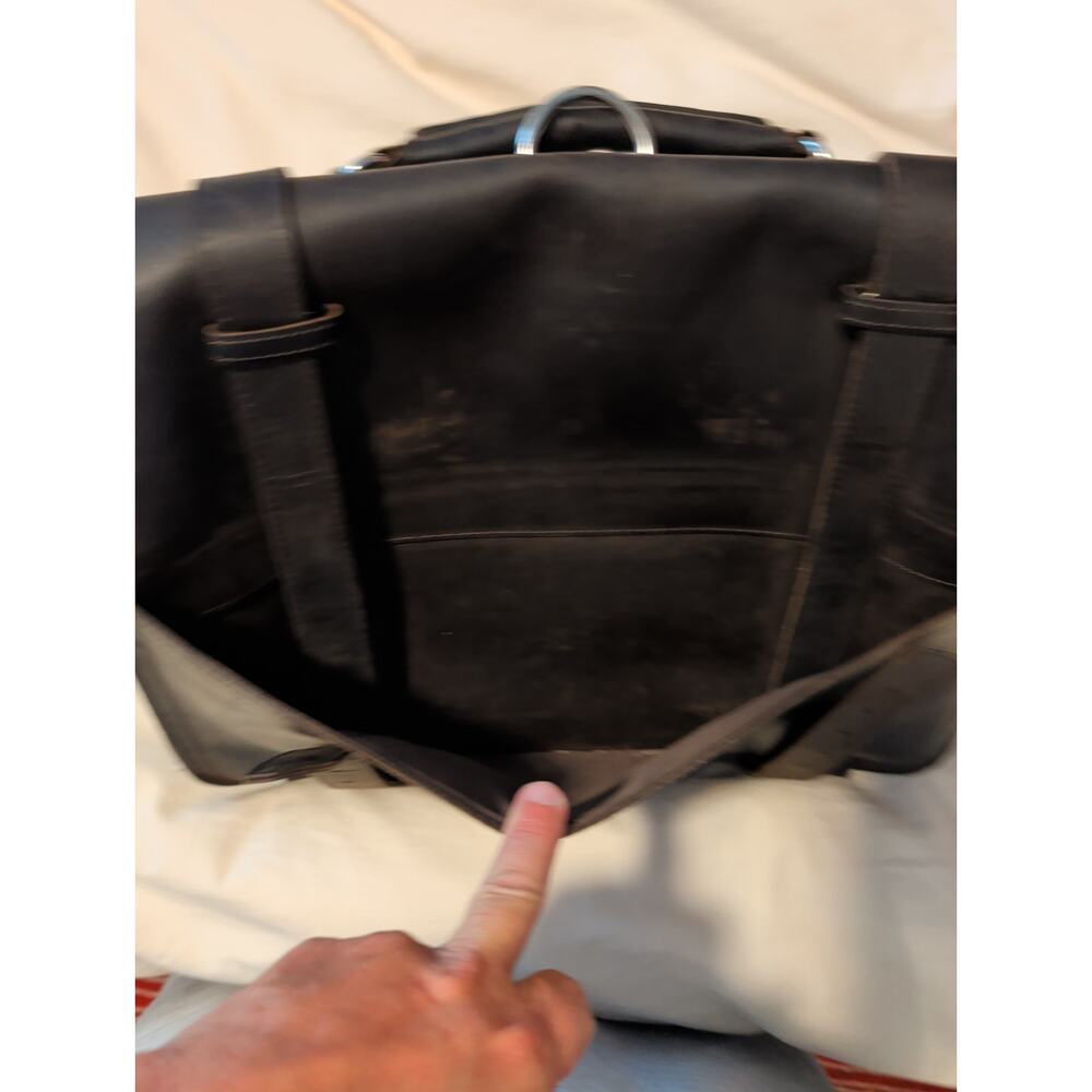 Heavy Duty Black Leather Briefcase Backpack Convertible Laptop Messenger Bag... - Picture 3 of 11